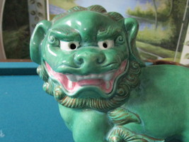 Foo dog by pottery studio signed Brian Lee, green, very detailed - £156.60 GBP