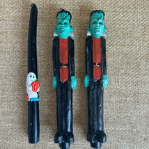 Vintage Halloween Candles Frankenstein Ghost Pumpkin Lot of 3 - $34.65