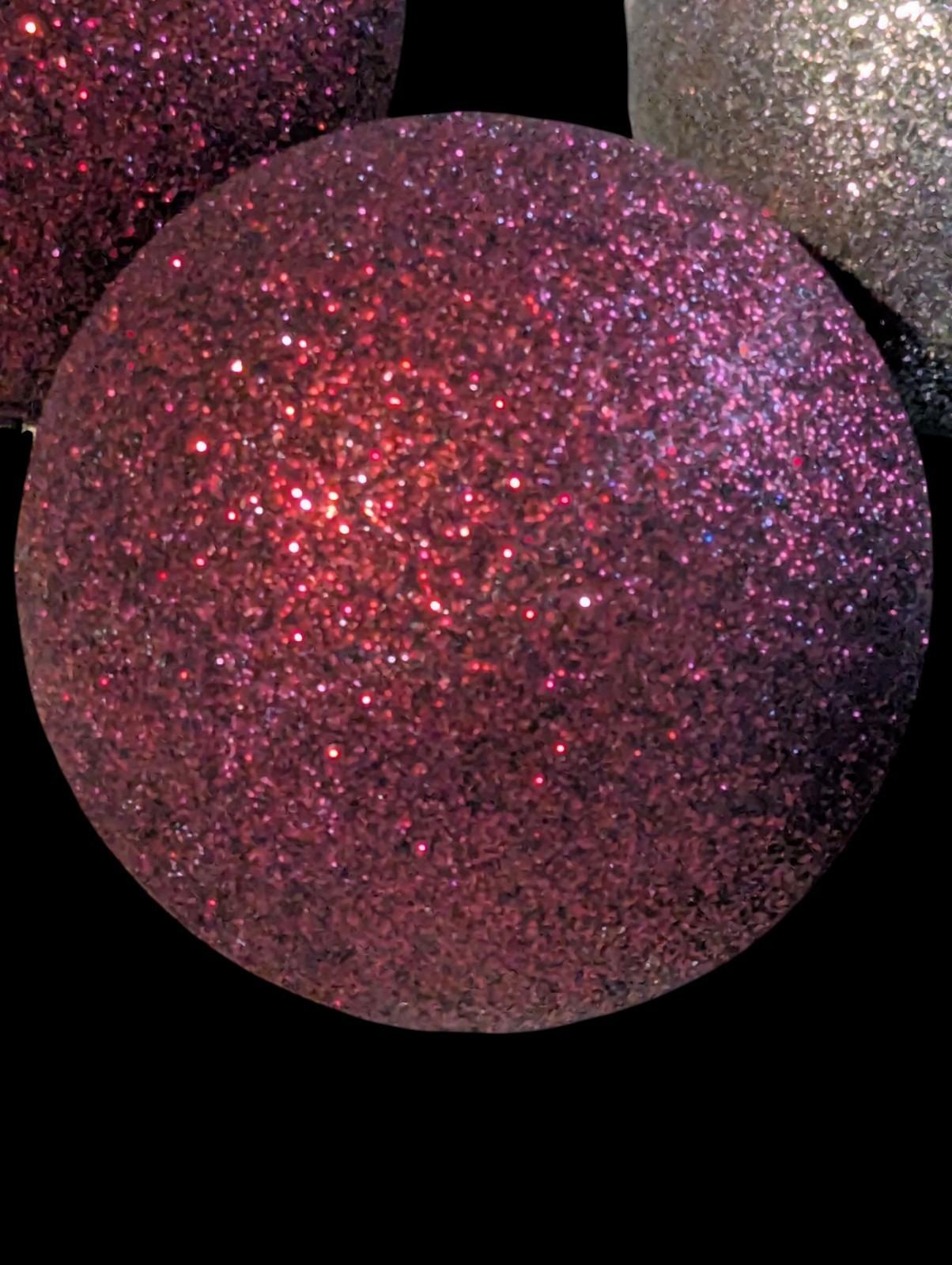 Lot of 12 Shiny Sparkle Christmas Glitter Ornaments Winter Balls Bulbs Vintage Item image 3