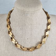 Vtg 1960s Crown Trifari Abstract Texture Brush Gold Plated 16&quot; Choker Ne... - $74.73