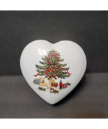 Porcelain Trinket Box, Heart shaped, Christmas Tree, Vintage Holiday Can... - £11.76 GBP