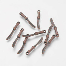 BULK 20 Knife Charms Antiqued Copper Cooking Pendants Chef Miniatures  - £2.27 GBP