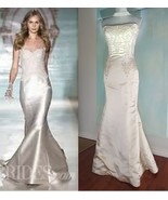 $5,900 REEM ACRA STUNNING IVORY SILK CRYSTAL ESTAB RUNWAY GOWN US  XS - $1,995.00