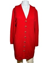St. John By Marie Gray Santana Knit Cardigan Women&#39;s Size P Red Long Lin... - $94.14