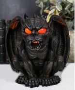 Gothic Winged Vampire Gargoyle With Translucent Eyes Candle Holder Figurine - $48.76 CAD