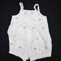 Vintage 2000 Gymboree White Baby Girl Summer Bubble Romper Daisy Flower 3-6 - £23.72 GBP