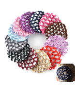 Women cute Bun Cover Snood Hair Net Ballet Dance Skating Crochet Chic Rh... - €9,43 EUR