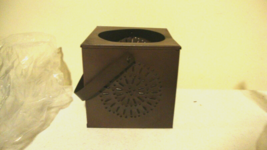 Sturbridge Candle Jar Holder in weathered brown Tin with jar candle image 2