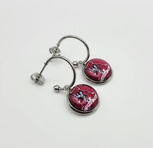 Collegiate Football Sports Stainless Steel Half Hoop Stud Post Fashion Earring - $20.00