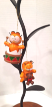 Vintage 1981 Dakin Garfield Cat Wood Ornaments Lot 2 Drum and Teddy Christmas - £11.00 GBP