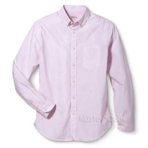 NWT Merona Men Fun Pink True White Striped Button Down Everyday Cotton S... - £22.02 GBP