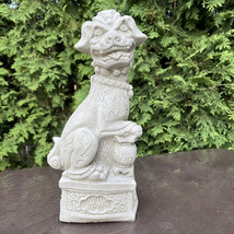Concrete Fu Dog Statue For Garden 11&quot; Asian Outdoor Female Foo Stone Chi... - £32.04 GBP