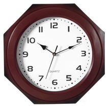 Brown Modern Decorative Octagon Shaped Wood- Looking Plastic Wall Clock for - $34.64