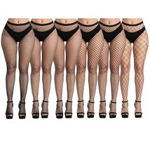 6 Pack Fishnet Stockings Hight Waist Tights Thigh High Pantyhose Plus Size - £21.93 GBP