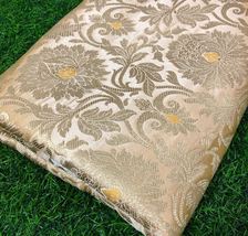 Banarasi Indian Brocade Fabric Beige &amp; Gold Fabric Wedding Dress Fabric - NF232 - £5.95 GBP+