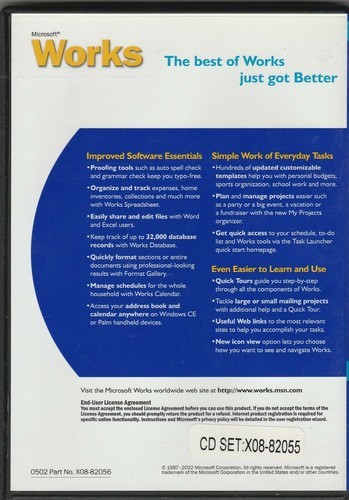 Microsoft Works 7 for Win 98 & XP CD-Rom Item image 2