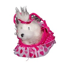 Battat Dog in Purse Plush Toy Carrier Bag Pink White Stuffed Animal - £7.41 GBP