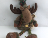 Christmas Moose Holiday Shelf Sitter 16&quot; Plush With Hat Sweater &amp; Button... - £11.62 GBP