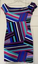 Charlotte Russe Black Multicolor Stripe Cap Sleeve Dress Juniors Size S - $12.86