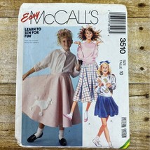 McCalls 3510 Sewing Pattern Circle Skirts Poodle 1950s Girls Size 10 Costume - £3.97 GBP