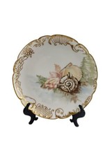 Antique H&amp;C L France Plate Large Pink Brown Yellow Gold Trim - $49.45