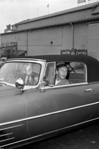 Frank Sinatra Driving Classic Convertible car Wearing hat at Studios 1950&#39;s24x18 - £19.10 GBP