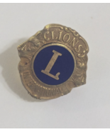 Vintage Lions International Blue Enameled Gold Tone Tie Hat Lapel Pin - $236.49 MXN