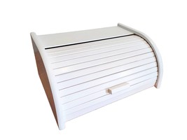 White bread box, large bread bin made from beech wood, decorative wooden kitchen - £78.66 GBP