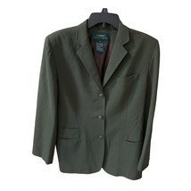 Lauren Ralph Lauren Womens Size 12 Olive Navy Green Blazer Jacket Coat 3 button - £28.93 GBP