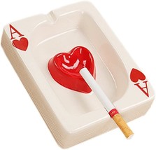 Table Ashtray Cigarette Modern Ash Tray Portable Ceramic Indoor White Gift Poker - £19.70 GBP