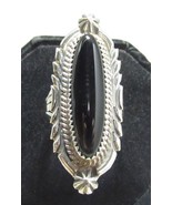 Annie Chapo Sterling Silver 1 3/4&quot; Black Onyx Finger Ring Sz 8.25 Navajo... - €60,07 EUR