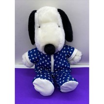 Kohls Cares Peanuts Snoopy in Blue Paw Print Pajamas 15&quot; Plush Stuffed Animal - $14.01