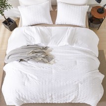 White Comforter Queen Size, 3 Pieces Bedding Comforter Sets (1 Seersucke... - £43.45 GBP