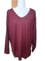 French Laundry Burgundy V-Neck Long Sleeve Sweater Womens Size M-L Comfy... - $21.91 CAD