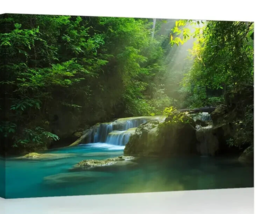Flowing Stream In Silent Summer Forest Landscape Canvas Print Framed 12&quot; x 16&quot; - £10.99 GBP