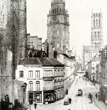 Ghent Belgium Downtown WW1 Print 1917 Belgian War Bell Cathedral SmDwC5 - $29.99