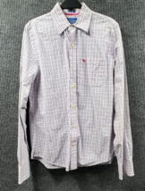 VTG Abercrombie &amp; Fitch Muscle Shirt Mens Large Pink Plaid Gingham Logo ... - £17.08 GBP