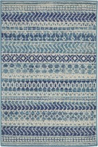 2' X 3' Blue and Ivory Striped Power Loom Area Rug - $1,040.27 MXN