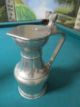 Sigg Zinn Frauenfeld Pewter Lidded Pitcher  9&quot; ACCORNS COVER GERMAN - $2,370.72 MXN