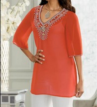 Women&#39;s Summer Dinner Church Occasions party Beaded Tunic Top Blouse new... - £47.33 GBP