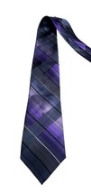 Calvin Klein Purple Plaid   Necktie Men&#39;s tie  Black Slate Blue Gray 100% silk - £9.54 GBP
