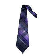 Calvin Klein Purple Plaid   Necktie Men&#39;s tie  Black Slate Blue Gray 100... - £9.56 GBP