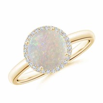 ANGARA Round Opal Cocktail Ring with Diamond Halo for Women in 14K Solid Gold - £598.24 GBP