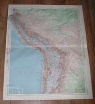 1957 Vintage Map Of Andes Mountains / Chile Peru Argentina / Scale 1:5,000,000 - £22.88 GBP