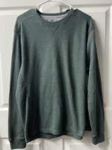 Eddie Bauer Thermal Long Sleeved Shirt  Mens Size Large Hunter Green Waffle Knit - £10.98 GBP