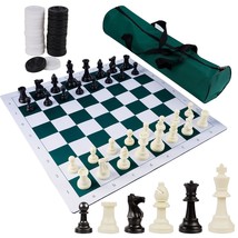 20&quot; Portable Chess &amp; Checkers Set, 2 In 1 Travel Board Games For Kids And Adults - £35.16 GBP