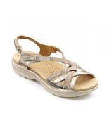 Women&#39;s Original Maisie Leather Gold &amp; Beige Sandals by Hotter Size 9US - $35.60 CAD