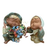 Redware Pottery Ceramic Figurine UCTCI Made in Japan 2 Children 6.5” Tall - £20.96 GBP