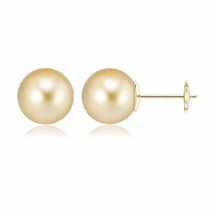 Authenticity Guarantee 
ANGARA 12MM Golden South Sea Pearl Solitaire Stud Ear... - £753.20 GBP