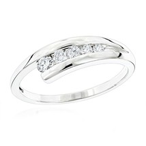 0.47 Ct Round Channel-Set Diamond Bypass Wedding Band Ring 14K White Gold Over - £36.92 GBP